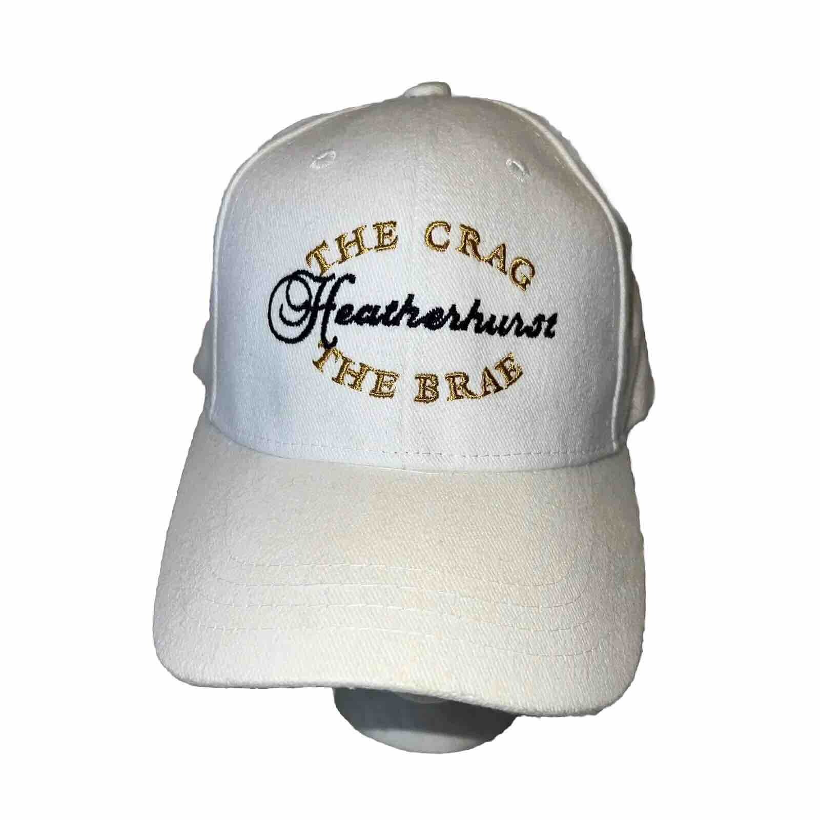 Heatherhurst Golf Course Tennessee White Hat Cap w Gold Black Town Talk HookLoop
