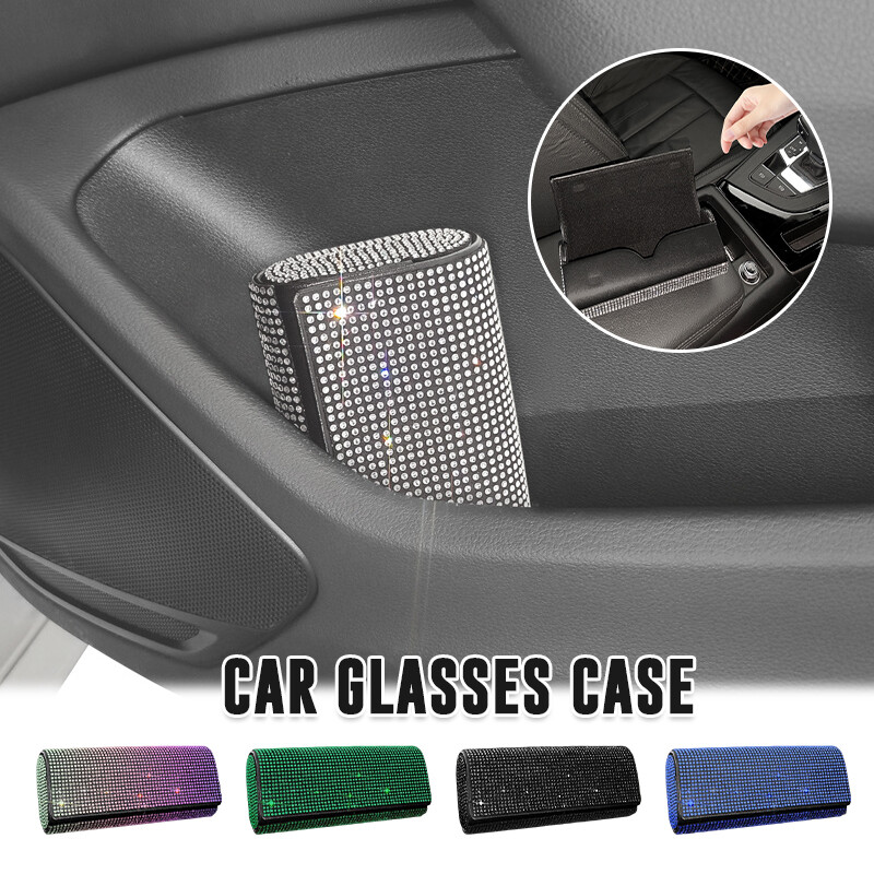 Car Glasses Case Bling Diamond Rhinestones Auto Sunglasses Box Glasses Holder