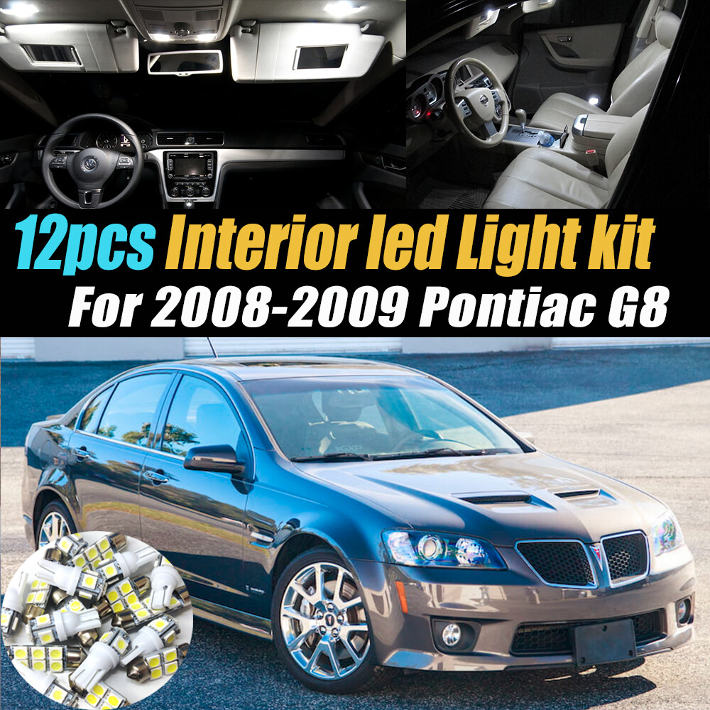 12pc Super White Car Interior LED Light Bulb Kit for 2008-2009 Pontiac G8
