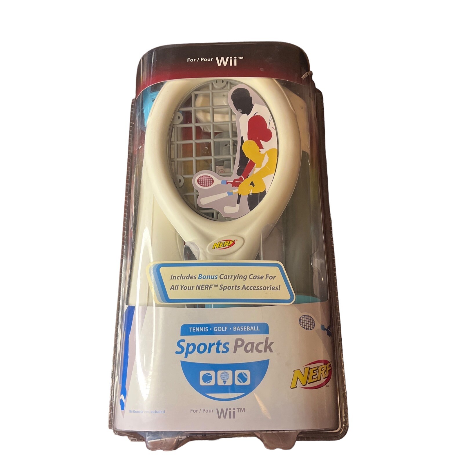 Nerf Wii Sports Pack Tennis Golf Baseball + Bonus carrying Case NEW AND SEALED