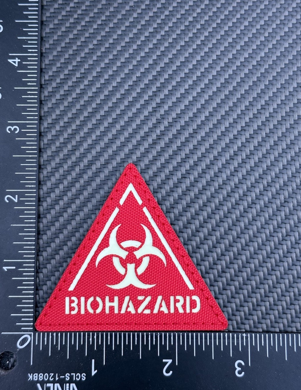 Biohazard IR Reflective Glow In Dark Patch Hook Loop Red
