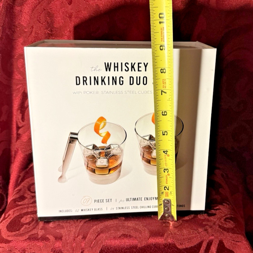 The Whiskey Drinking Duo Set w/Stainless Steel Cubes & Tongs 7 Piece Set