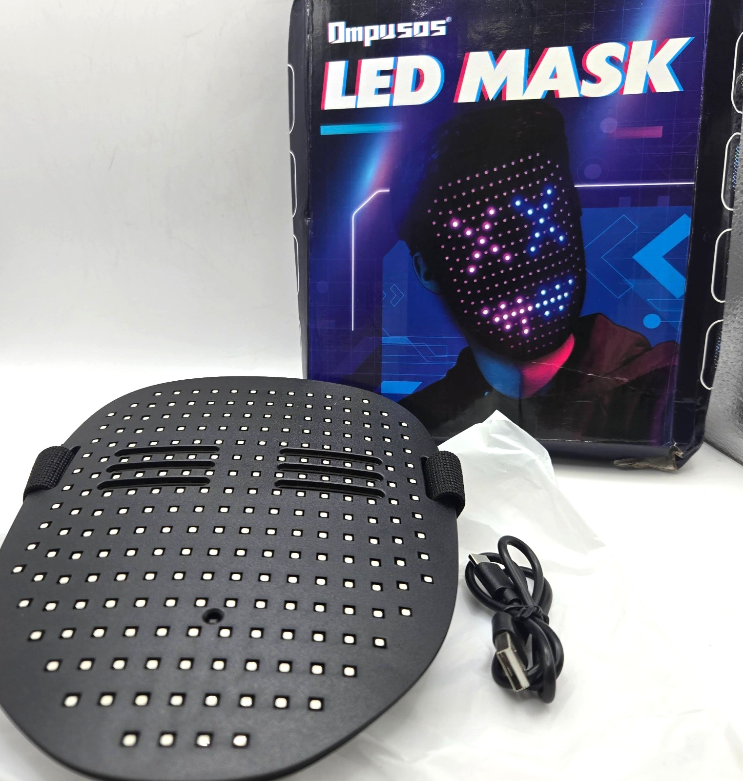 Ompusos LED Mask Light Up Mask Gesture Sensing Costume Mask NIB