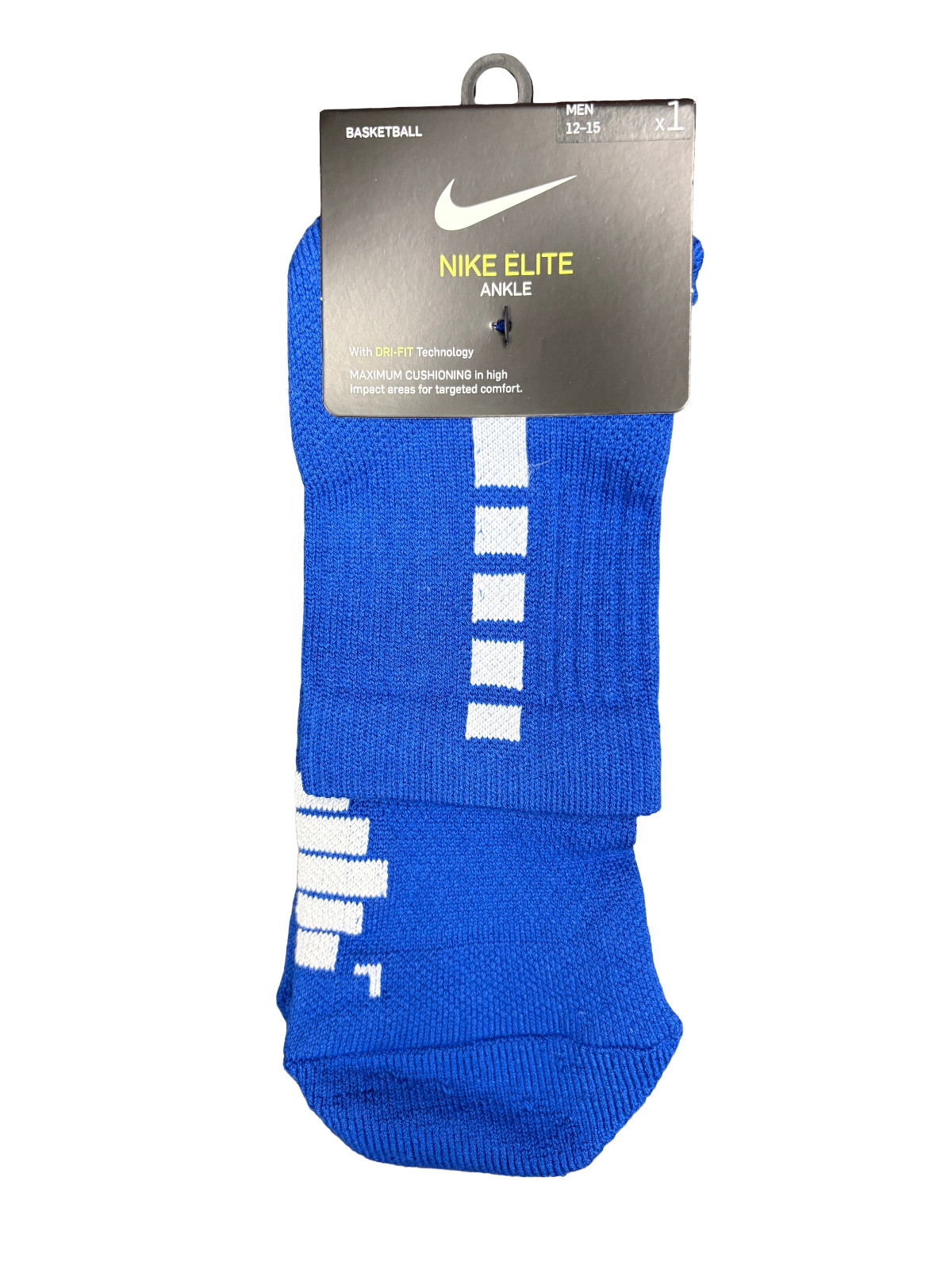NEW NIKE Elite Basketball Crew Socks Dri-Fit - Royal/White - L - XL