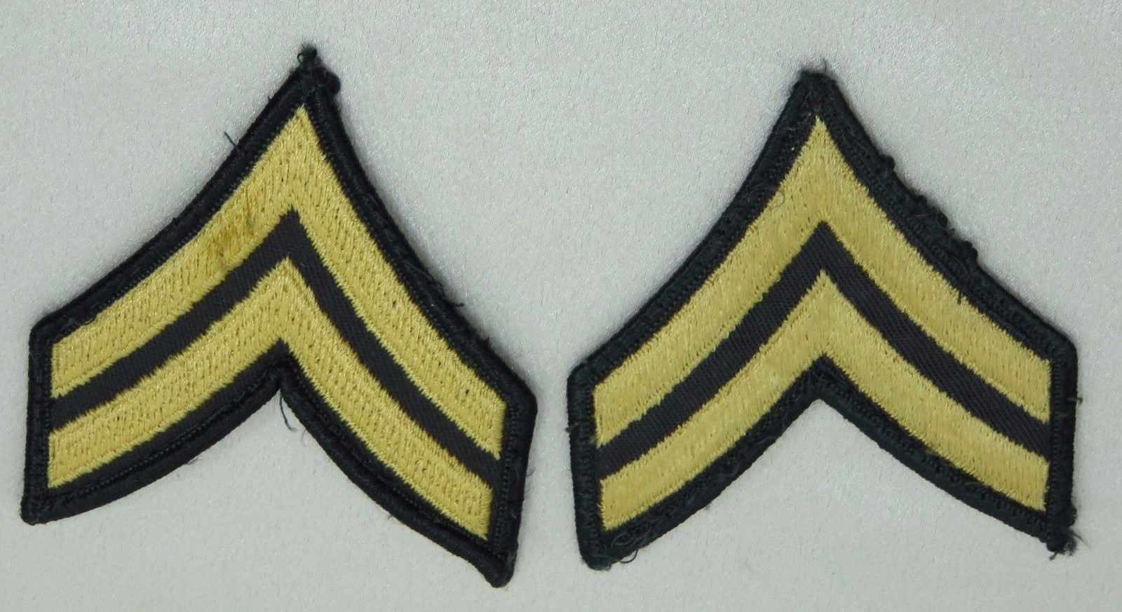 Corporal E-4 Army Military Patch set of 2 Chevron Green & Gold Male