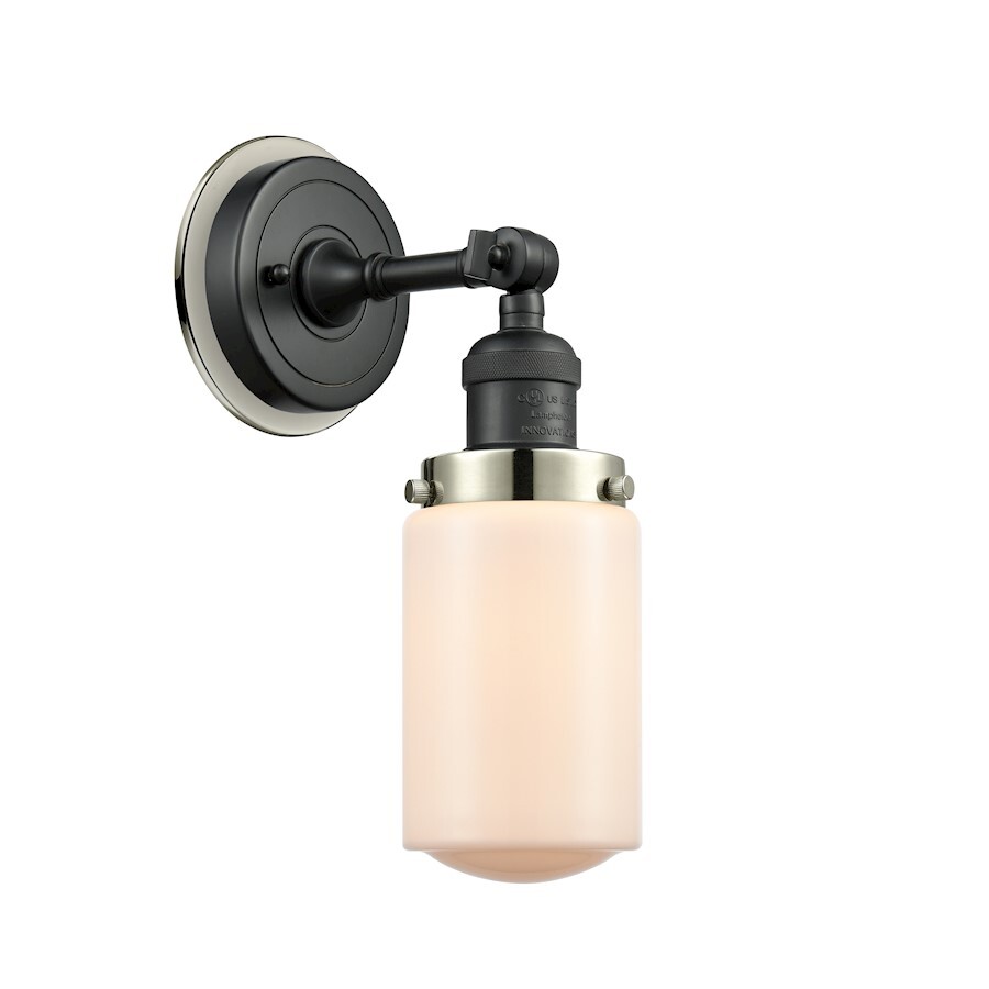 Innovations FR Dover 1 Light Sconce, BK - 203BK-BPPN-HRPN-G311