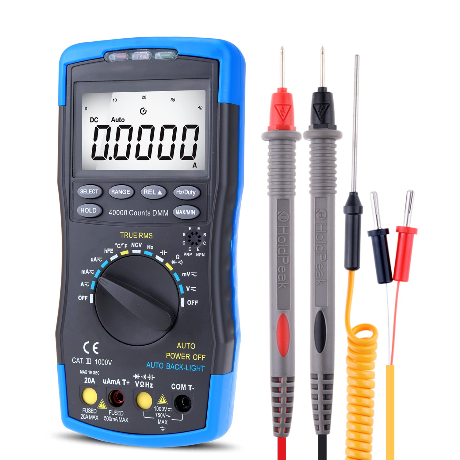 770D Multimeter 40000 Count TRMS AC DC Volt Apm Meter NCV hFE Continuity Test