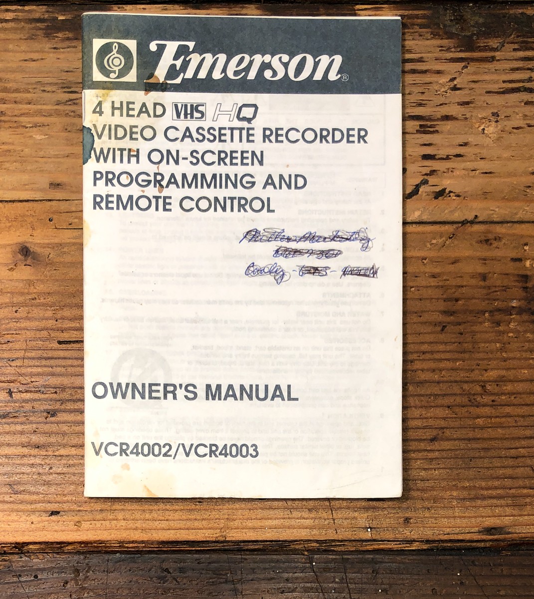 Emerson VCR4002 VCR4003 VCR Owners / User Manual *Original*