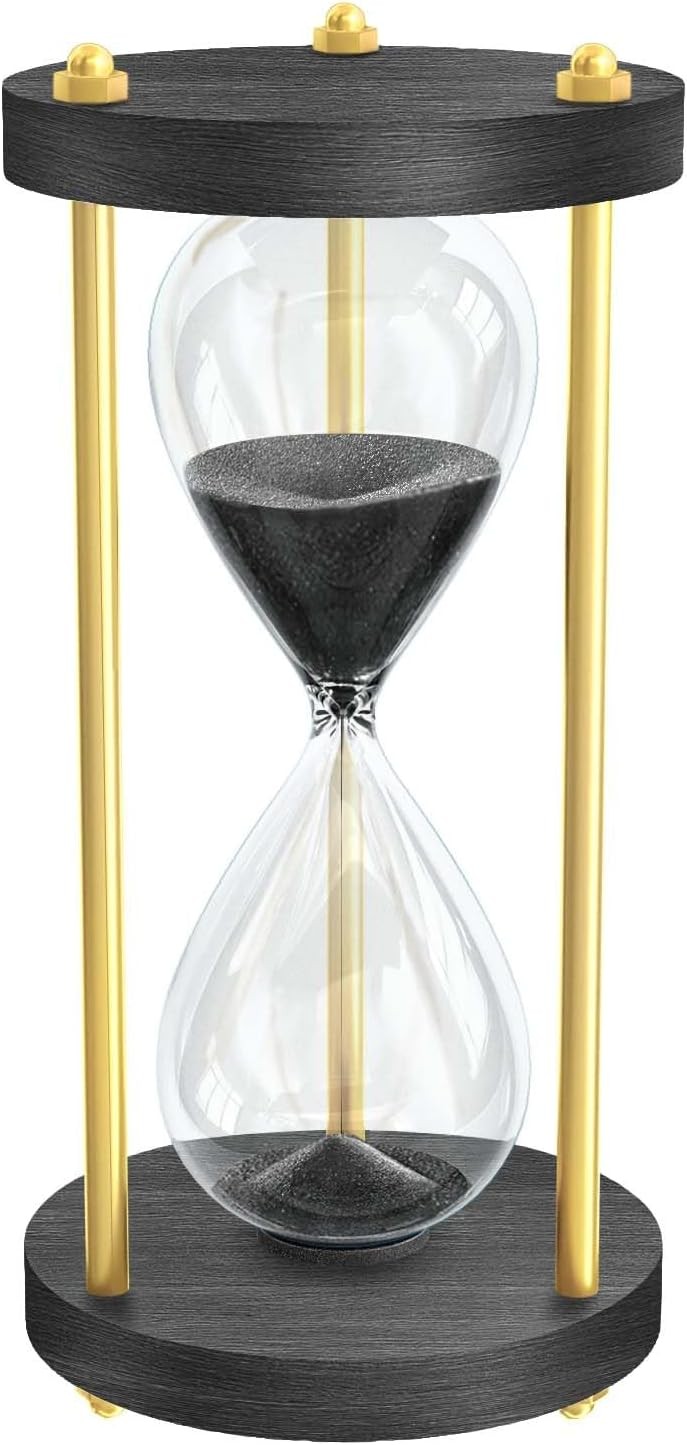 Hour Glass 30 Minute Hourglass Sand Timer, Wooden Black Half Hour Glass with San