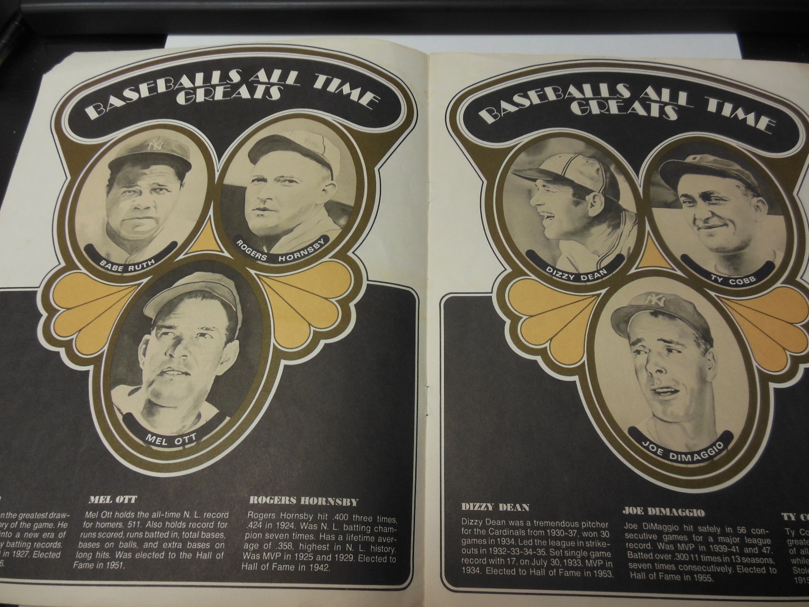 1969 BASEBALLS ALLTIME GREAT STARS PROGRAM OK CONDITION RUTH SPEAKER WILLIAMS