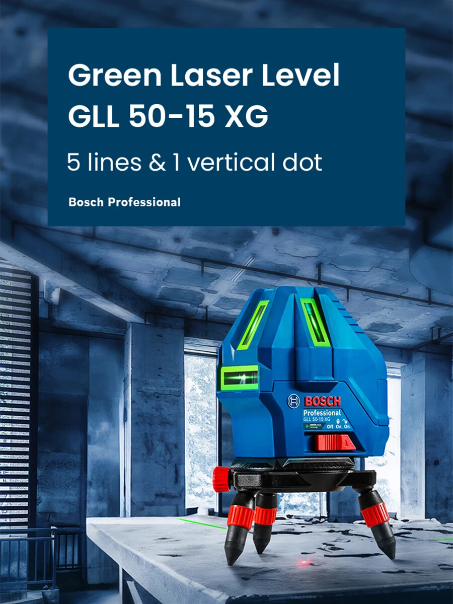 BOSCH Green Laser Level 3D 5Lines Self-leveling Horizontal &Vertical GLL50-15XG