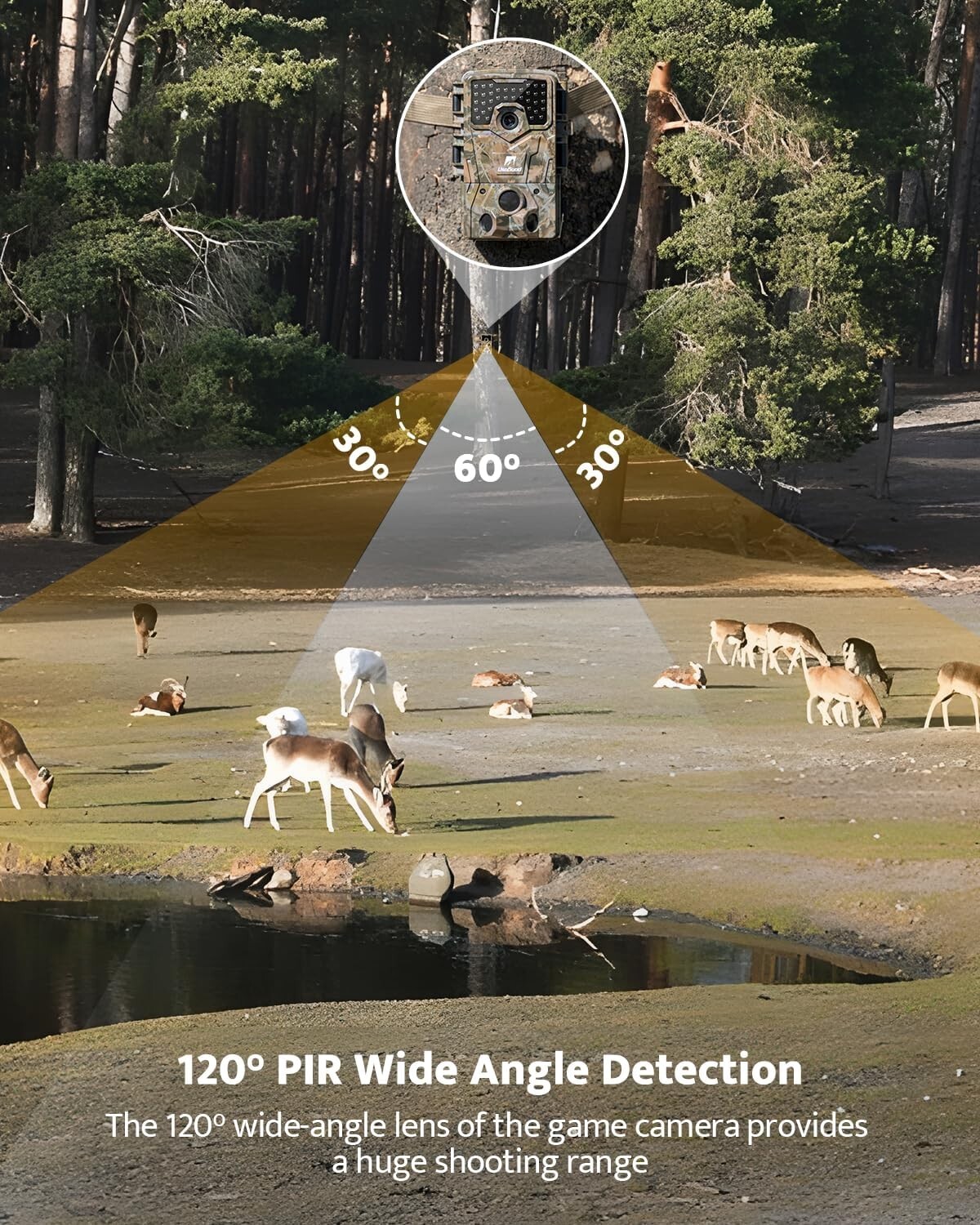 usogood Trail Camera 36MP 30fps Game Camera with Night Vision Wildlife Monitor