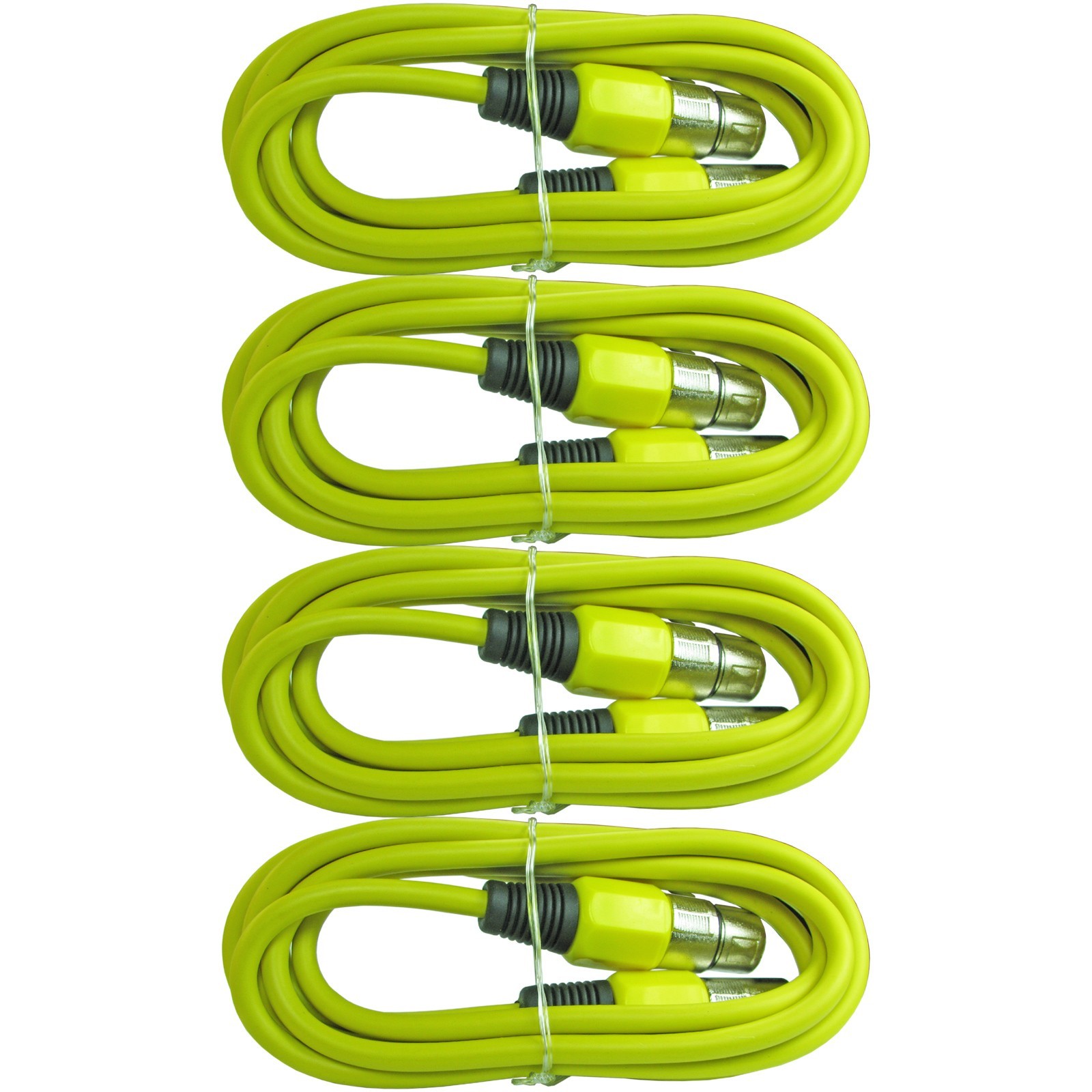 4 LOT YELLOW 3 ft XLR pin male to female shielded mic microphone extension cable