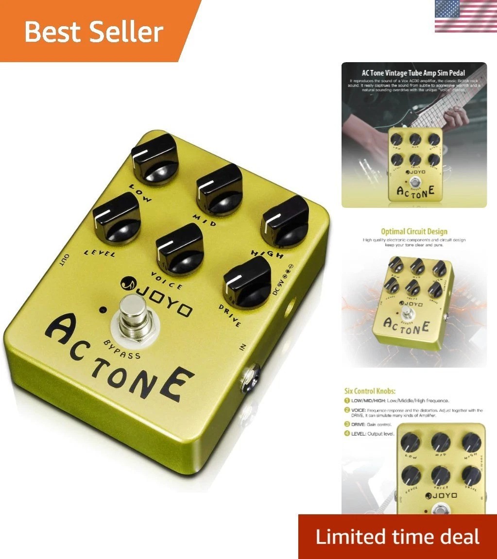 Chamapgne AC30 Amp Simulator - 3-Band EQ Distortion Pedal for Electric Guitar