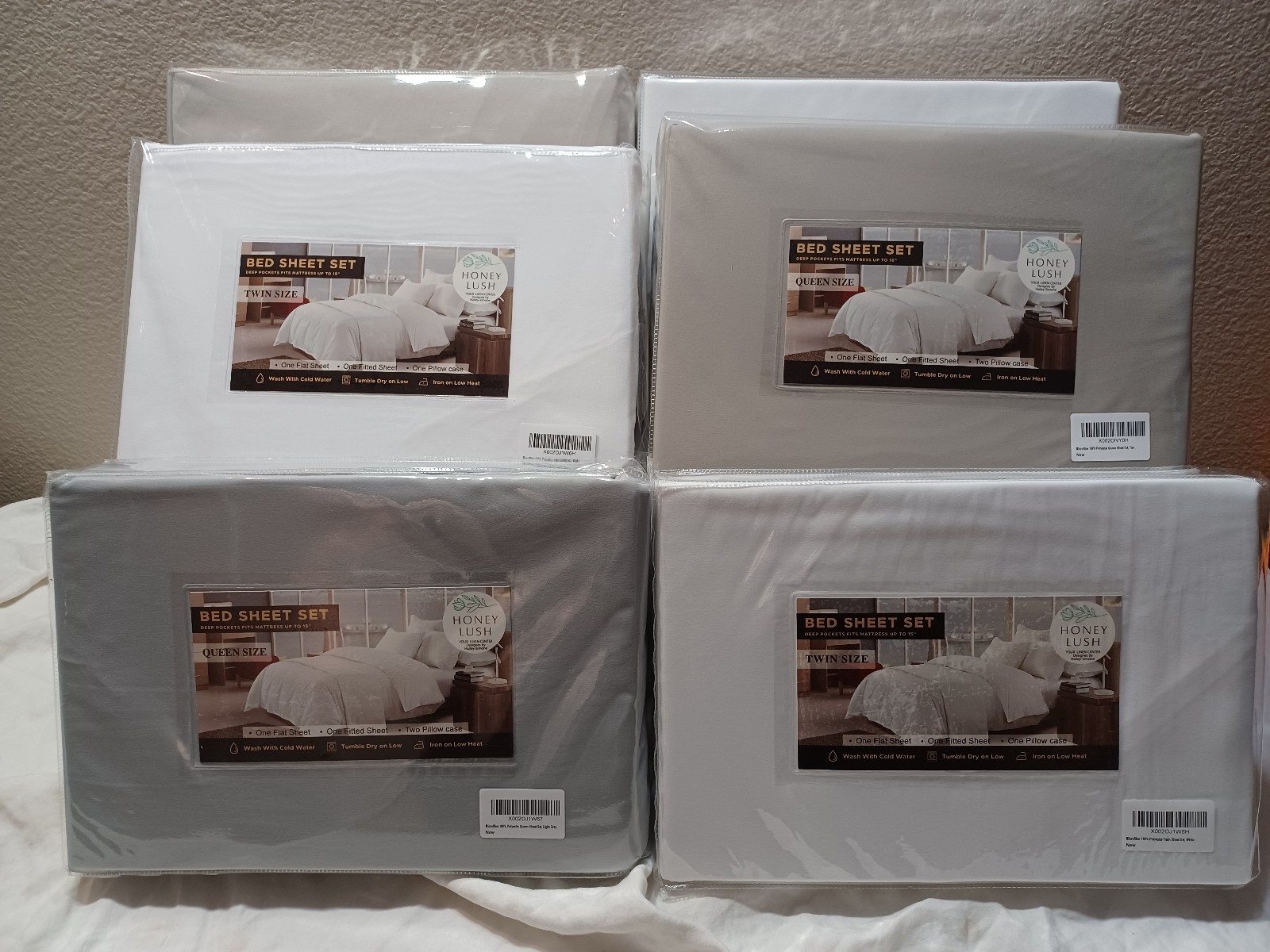 Microfiber 100% Polyester 4 piece Full Sheet Set, Light Gray