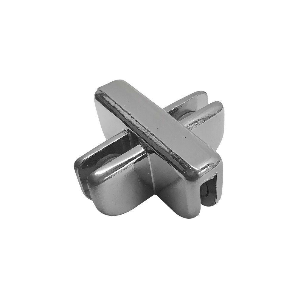 5 Pc 4 Way Inside Shelf Connector Clip Chrome  3/16'' Tempered Glass Shelf