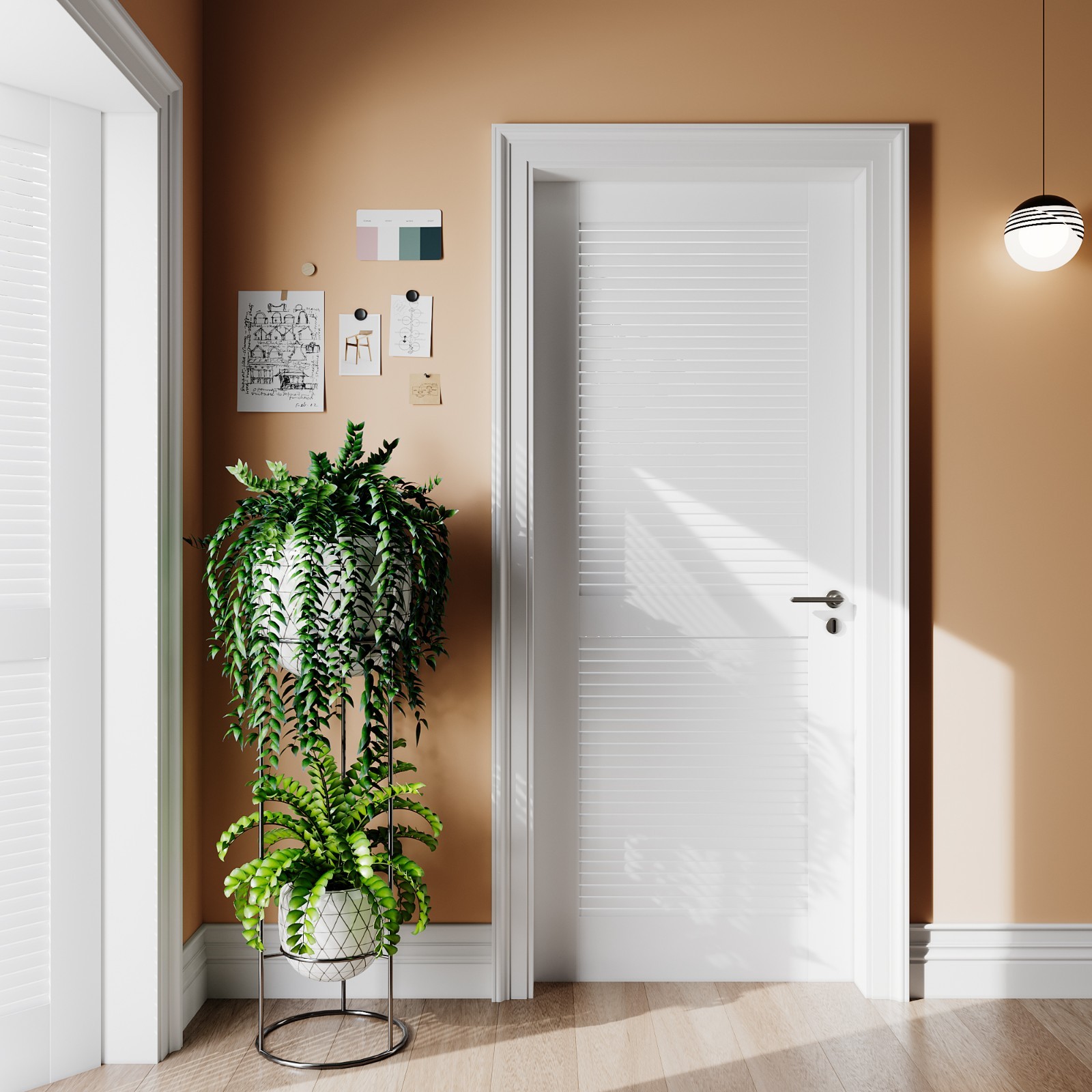 32x80 White PVC Louver Door Slab Waterproof Interior Pantry Bathroom，w/o HW