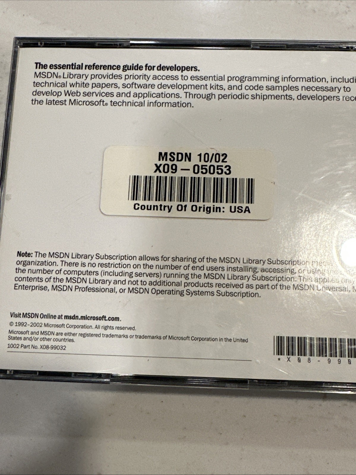 Microsoft MSDN Subscriptions Library 3CDs October 2002