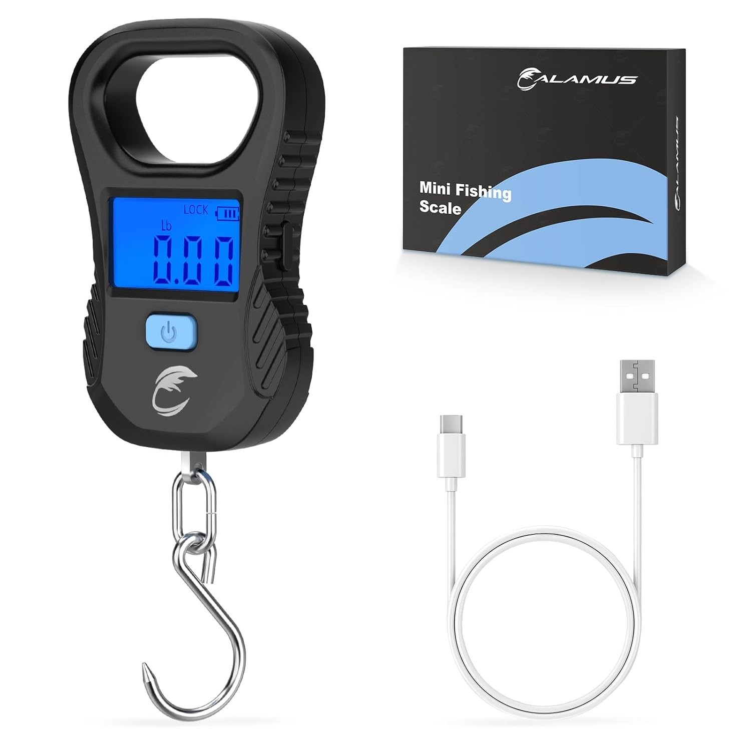 Lightweight Fish Scale, Rechargeable Digital Scale with USB Cable, 55lb Capac...