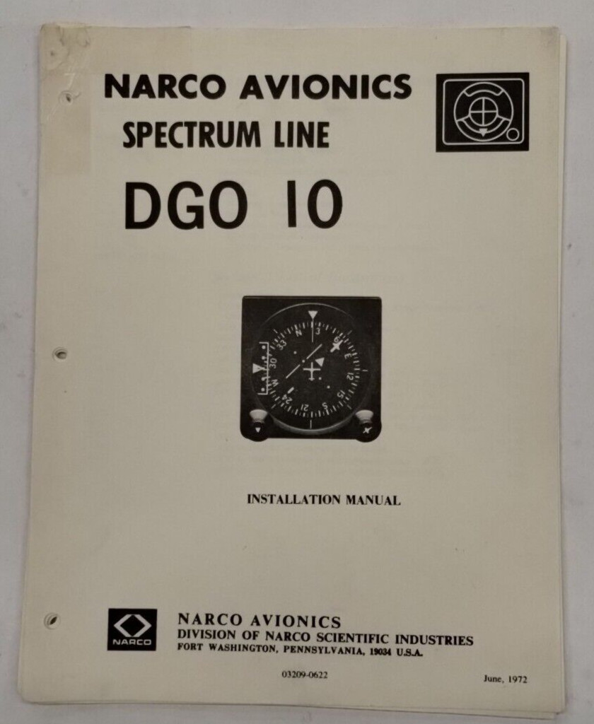 Narco Spectrum Line DGO 10 Installation Manual June 1972-Original