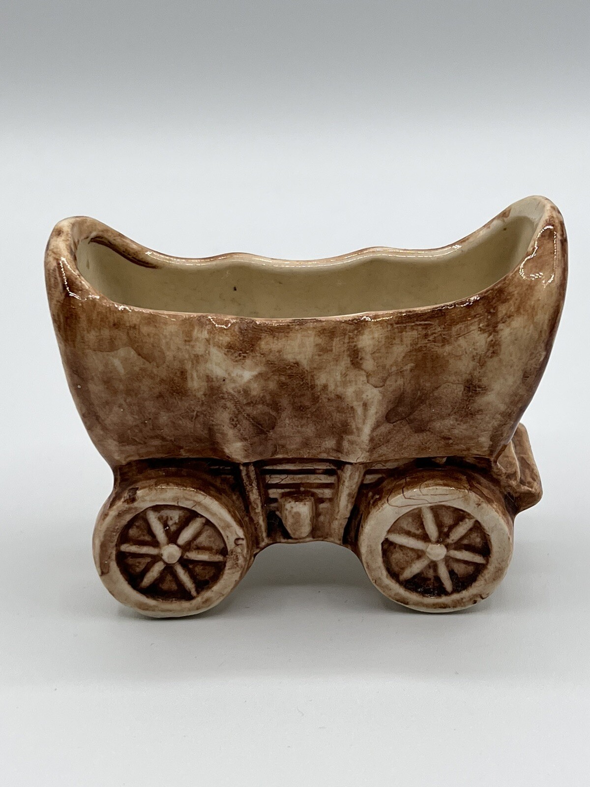 Vintage Miniature Conestoga Wagon Pottery Planter