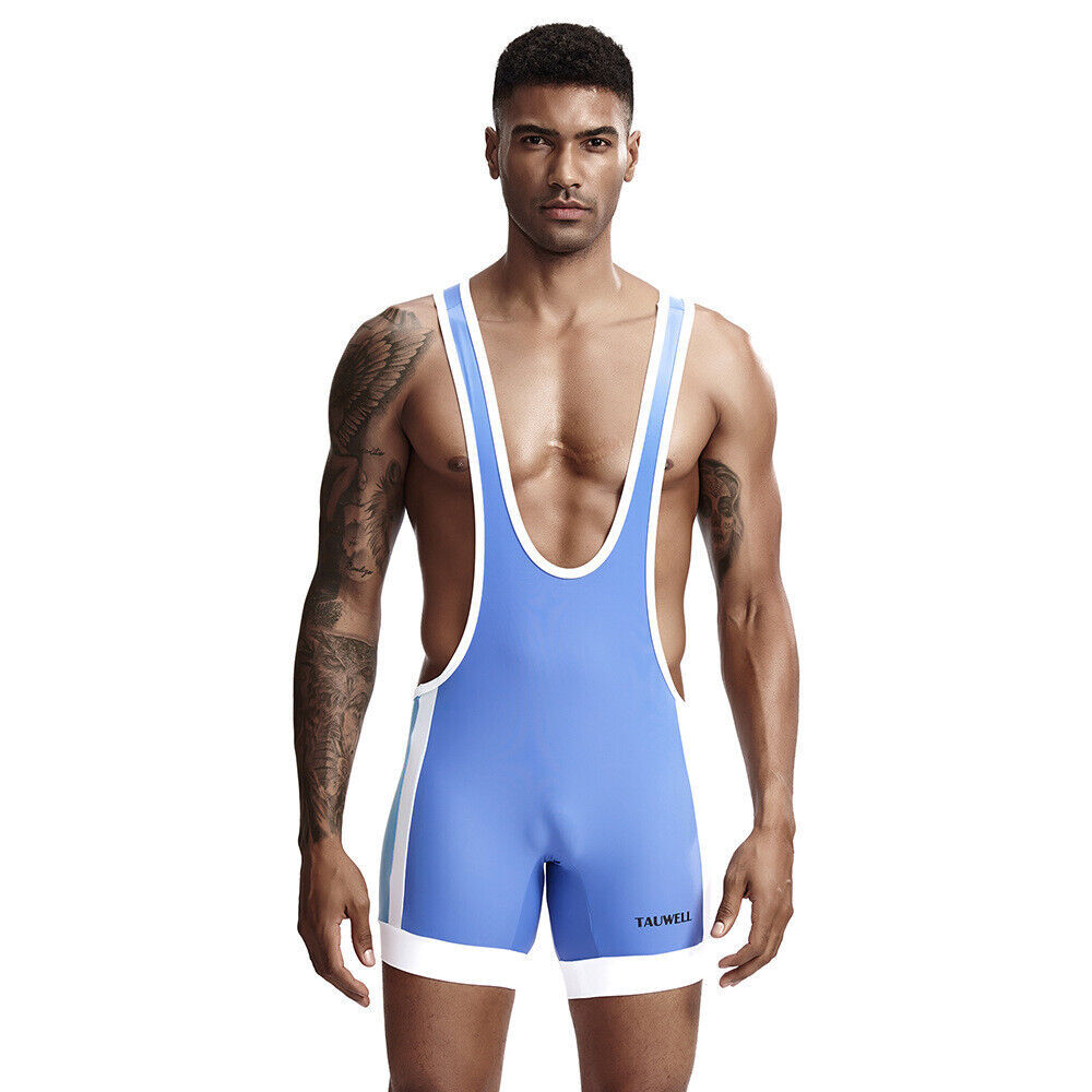 Tauwell Men's Sports Fitness Jumpsuit One-piece Bodysuit Wrestling Singlet Vest