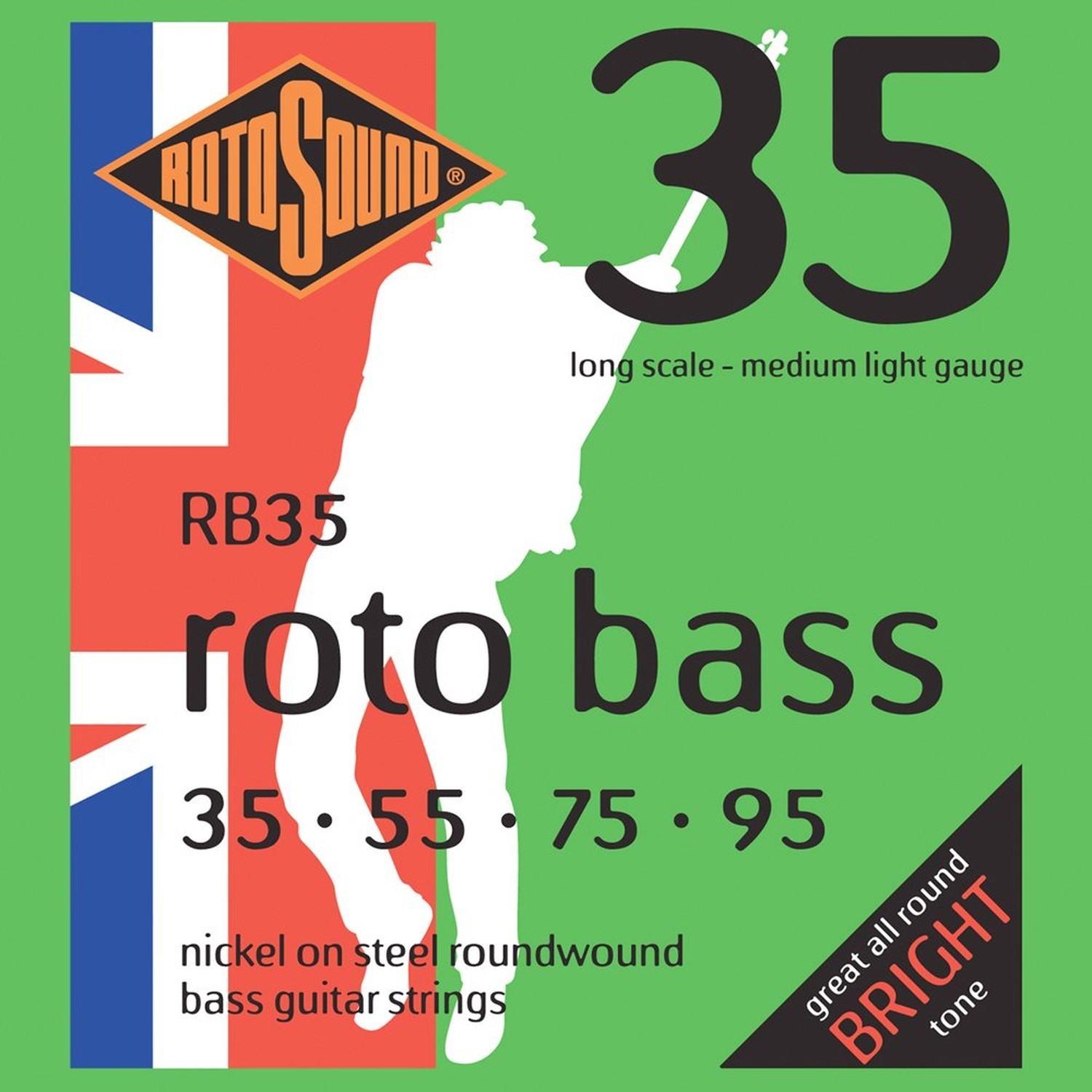 Rotosound RB35 Nickel (Unsilked) Bass Guitar Strings (35 55 75 95)