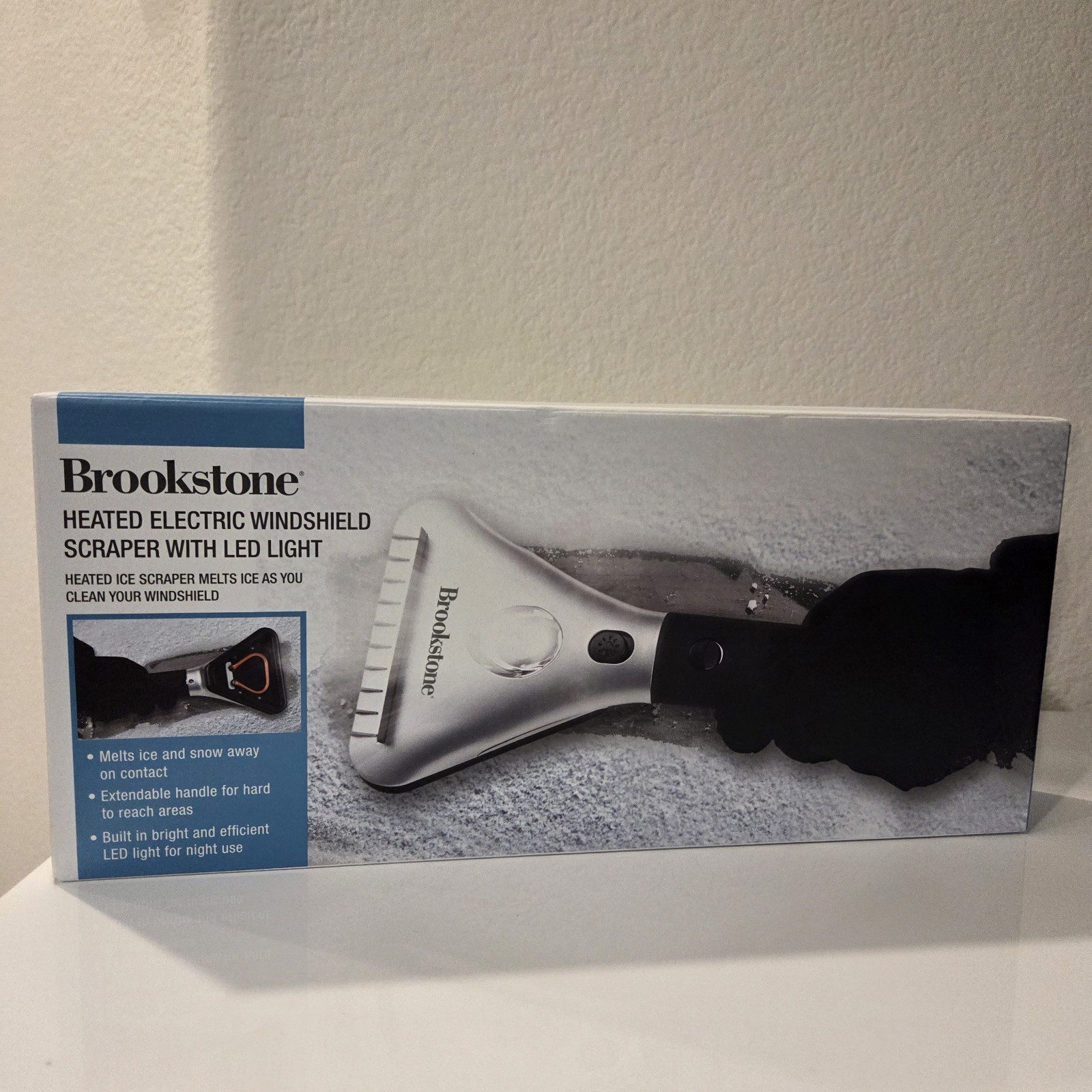 Brookstone Heated Electric Windshield Scraper with LED Light - Extendable Handle