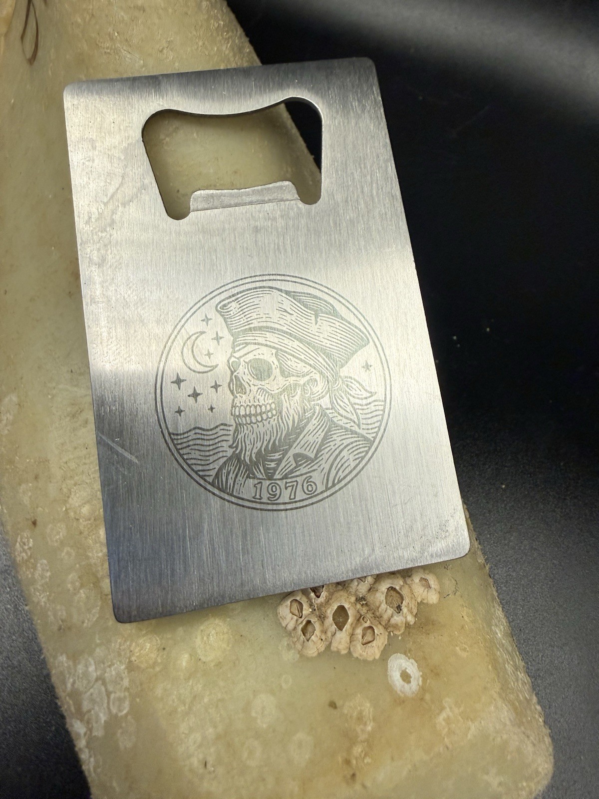 Skull Pirate Bottle Opener Card Stainless Steel Laser Engraved Wallet Tool ED