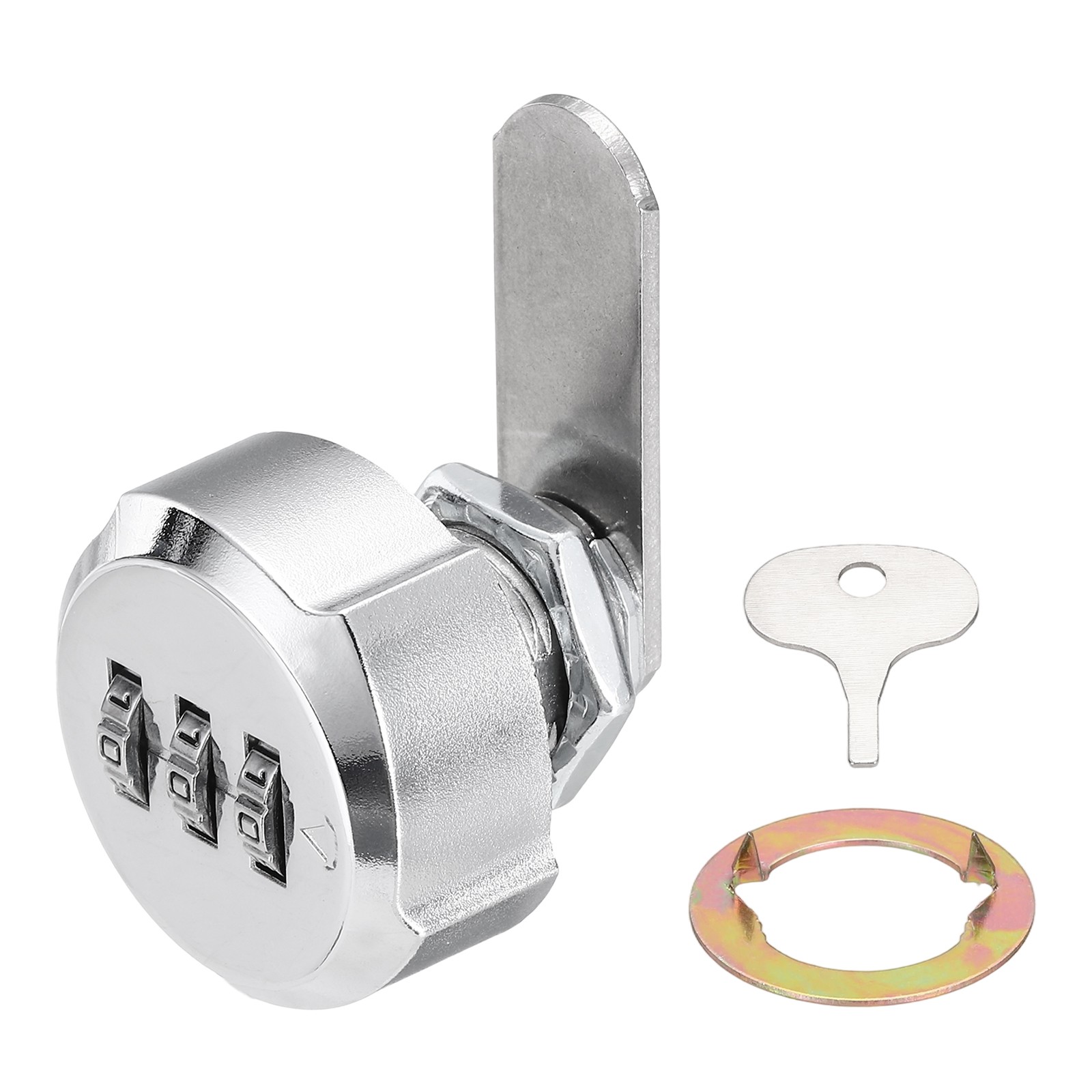 Combination Cabinet Cam Lock, 5/8Inch Plum Blossom Head Metal Locks, Silver