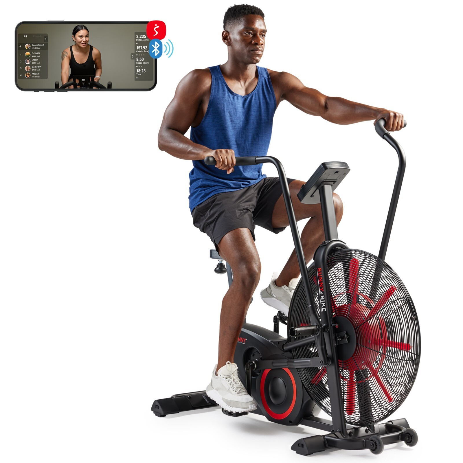 Sunny Health & Fitness Smart Premium Fan Bike for Intense Exercise - SF-B223018