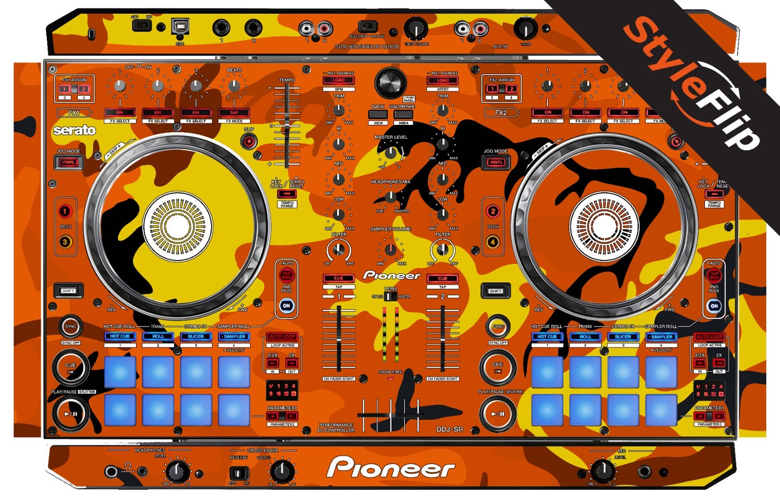 Pioneer DDJ-SR Skin | Camo Orange | Protective Decal | StyleFlip Skins
