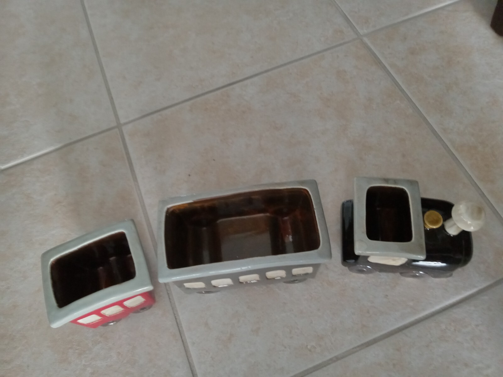 Set Of Tree Ceramic Train Planters