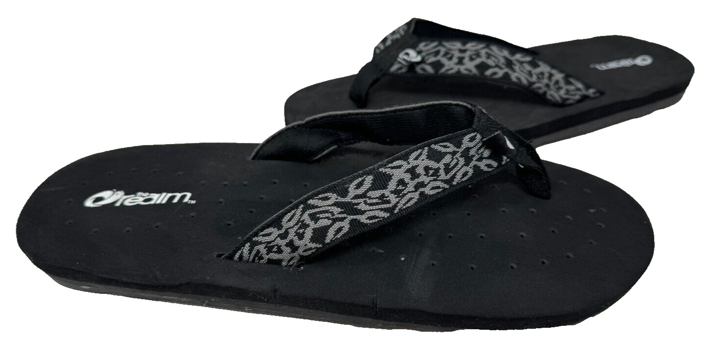 The Realm Men's Slip On Comfort Thong Flip Flop Sandals Black/Gray Size:10 190R