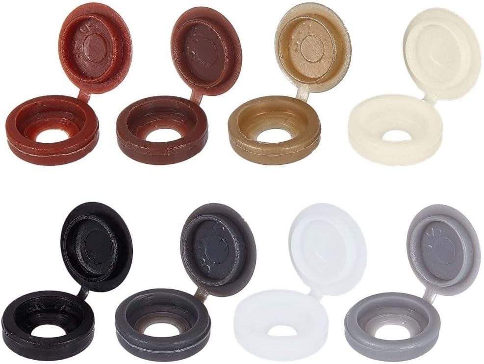 200 Pcs 8 Colors Hinged Screw Cover Caps Plastic Snap Covers for Furniture