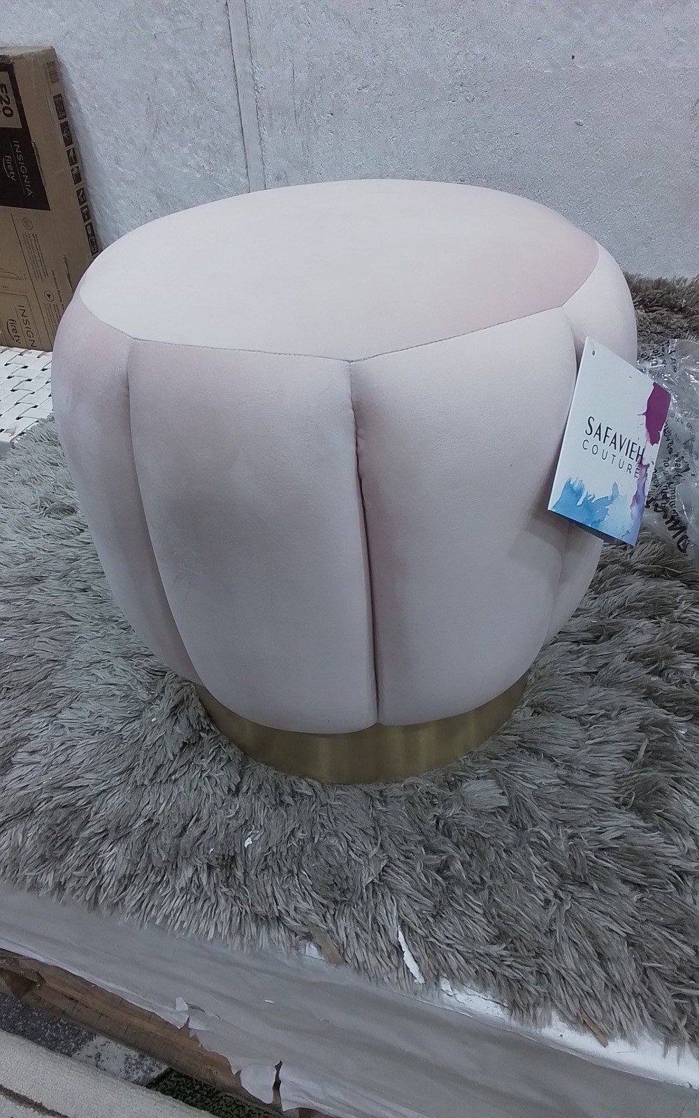 Safavieh MAXINE CHANNEL TUFTED OTTTOMAN, Reduced Price 2172772121 SFV4707A