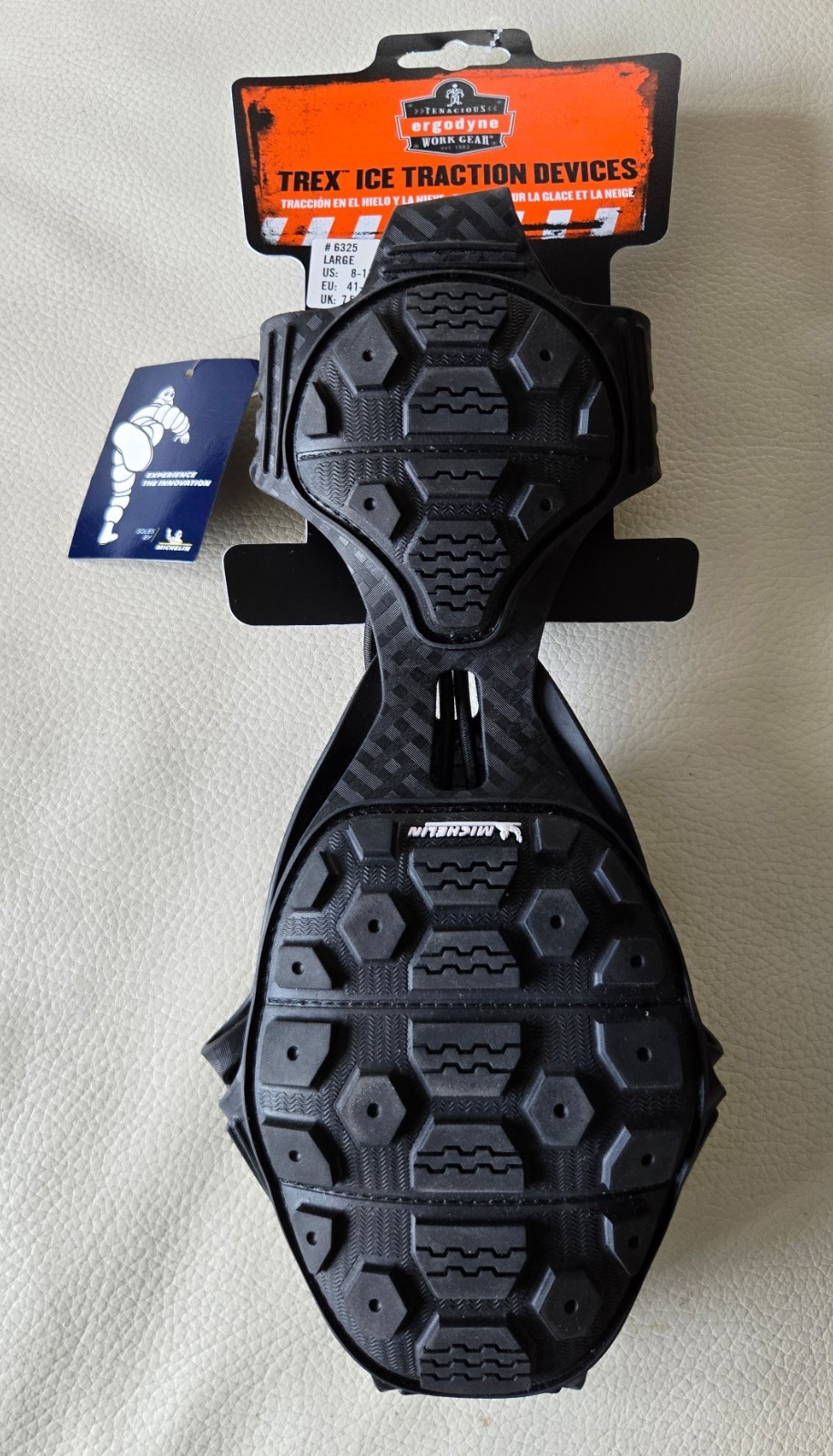 ERGODYNE Trex 6325 Spikeless Traction Devices Snow ICE Michelin Slip On Size L