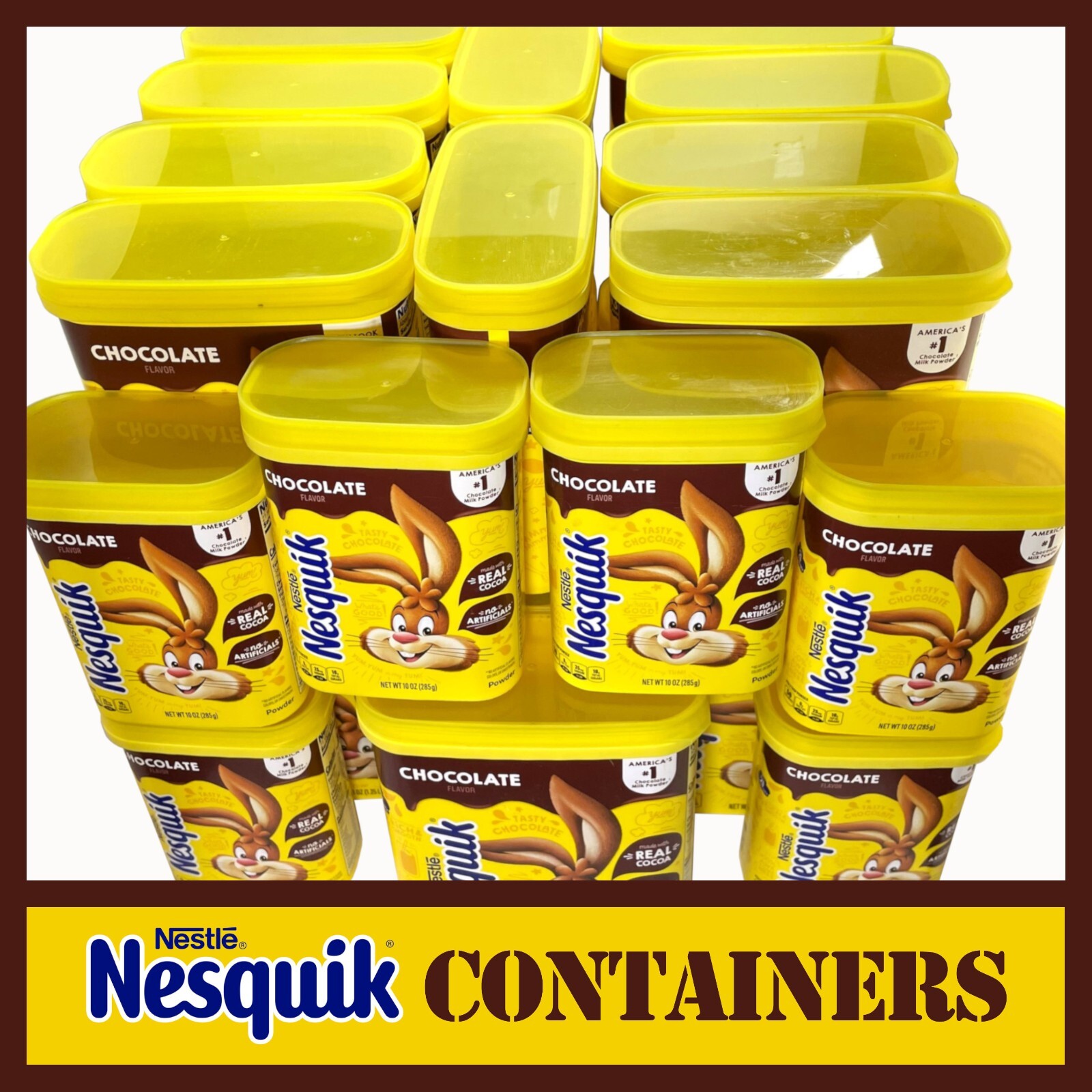 Lot of 30 Empty Plastic Nesquik Containers w/ Lids for Craft Storage/Organizing
