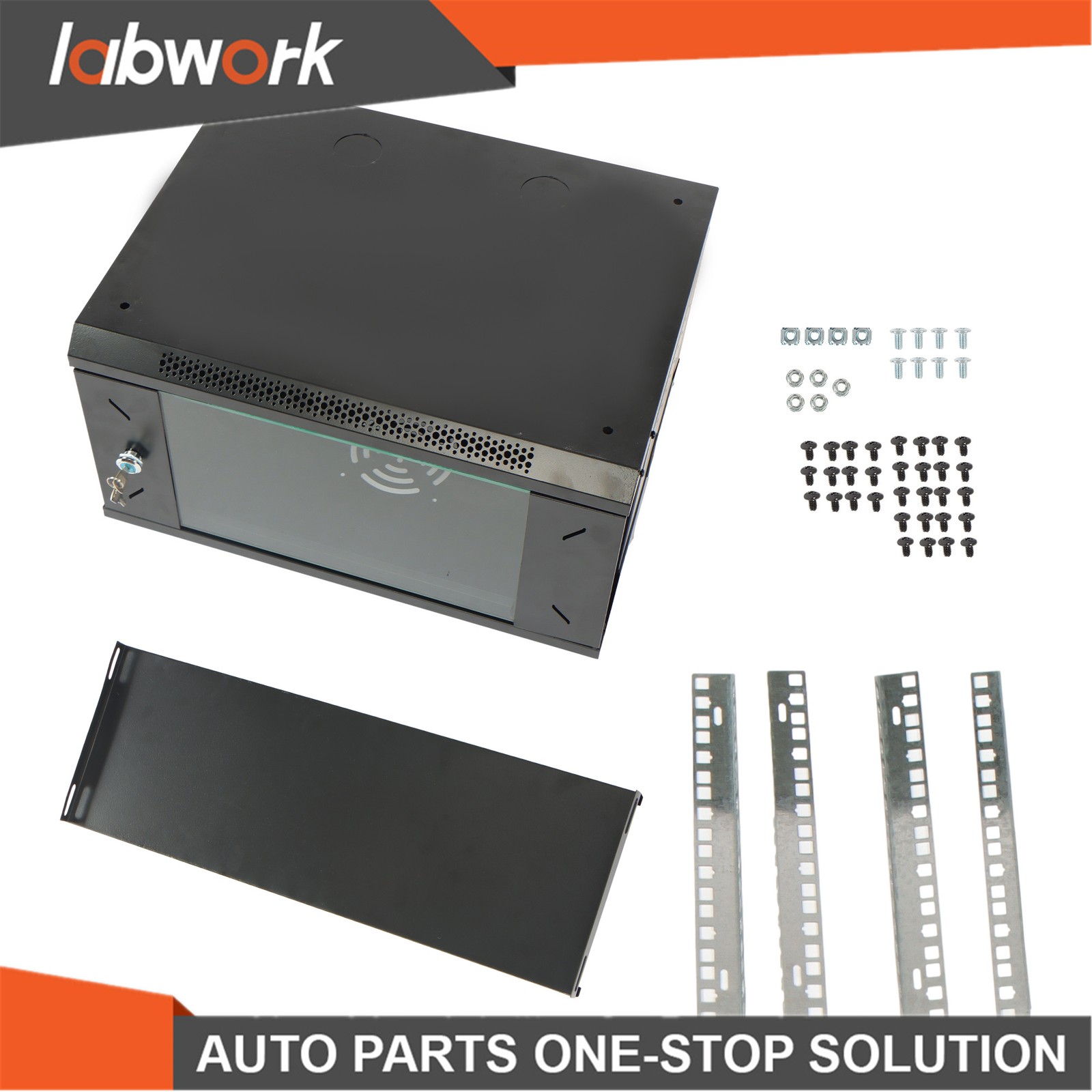 Labwork 6U Wall Network Cabinet w/ Locking Tempered Glass Door & 15.5" Depth