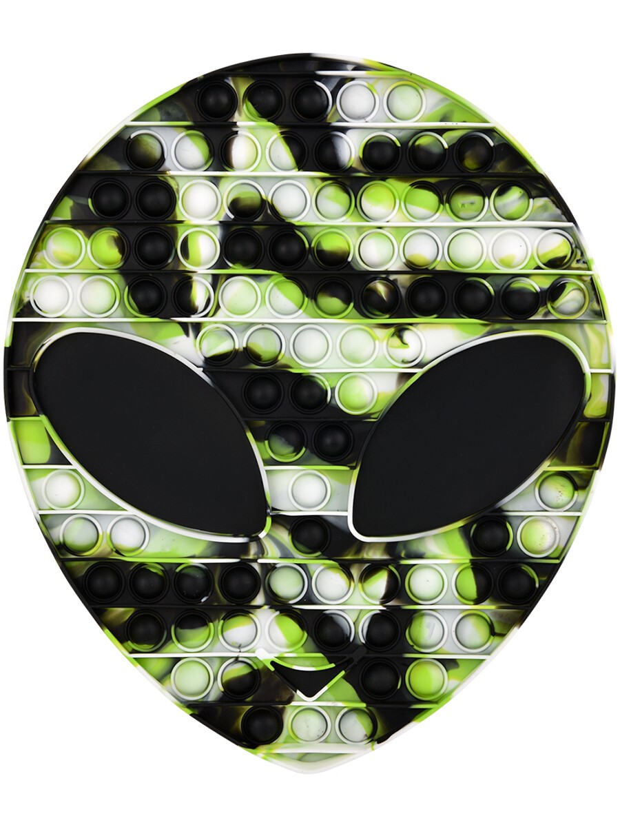 Jumbo Black White And Green Alien Head Bubble Popper Toy 12"