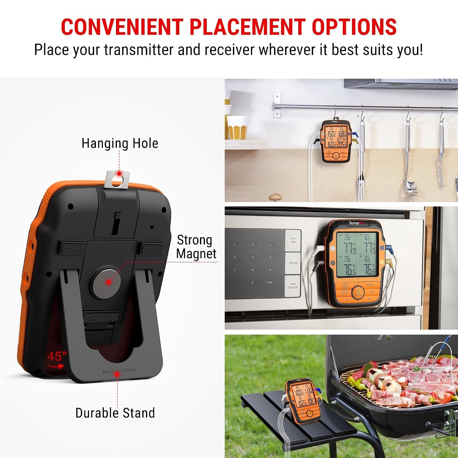 TempSync 1000FT Wireless Meat Thermometer for Grill with 4 Probes | RF Techno...