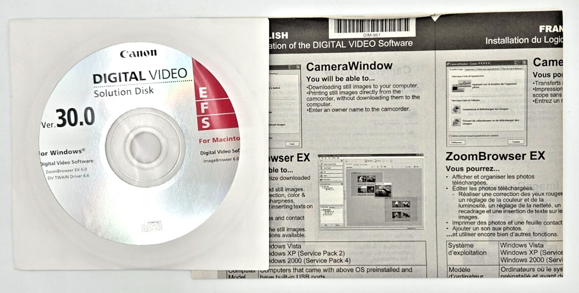 Canon Digital Video Solution Disk Version 30.0 EFS, Windows, Mac