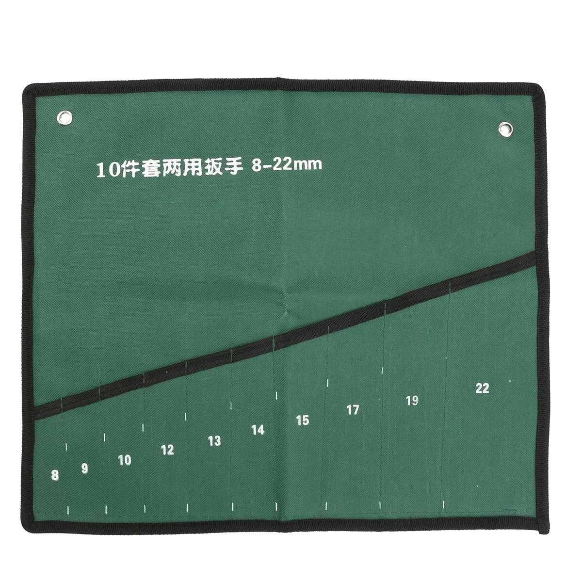 Double Opening Offset Ring Spanner Kit Case Canvas Tool Bag 10/14/20 Pockets