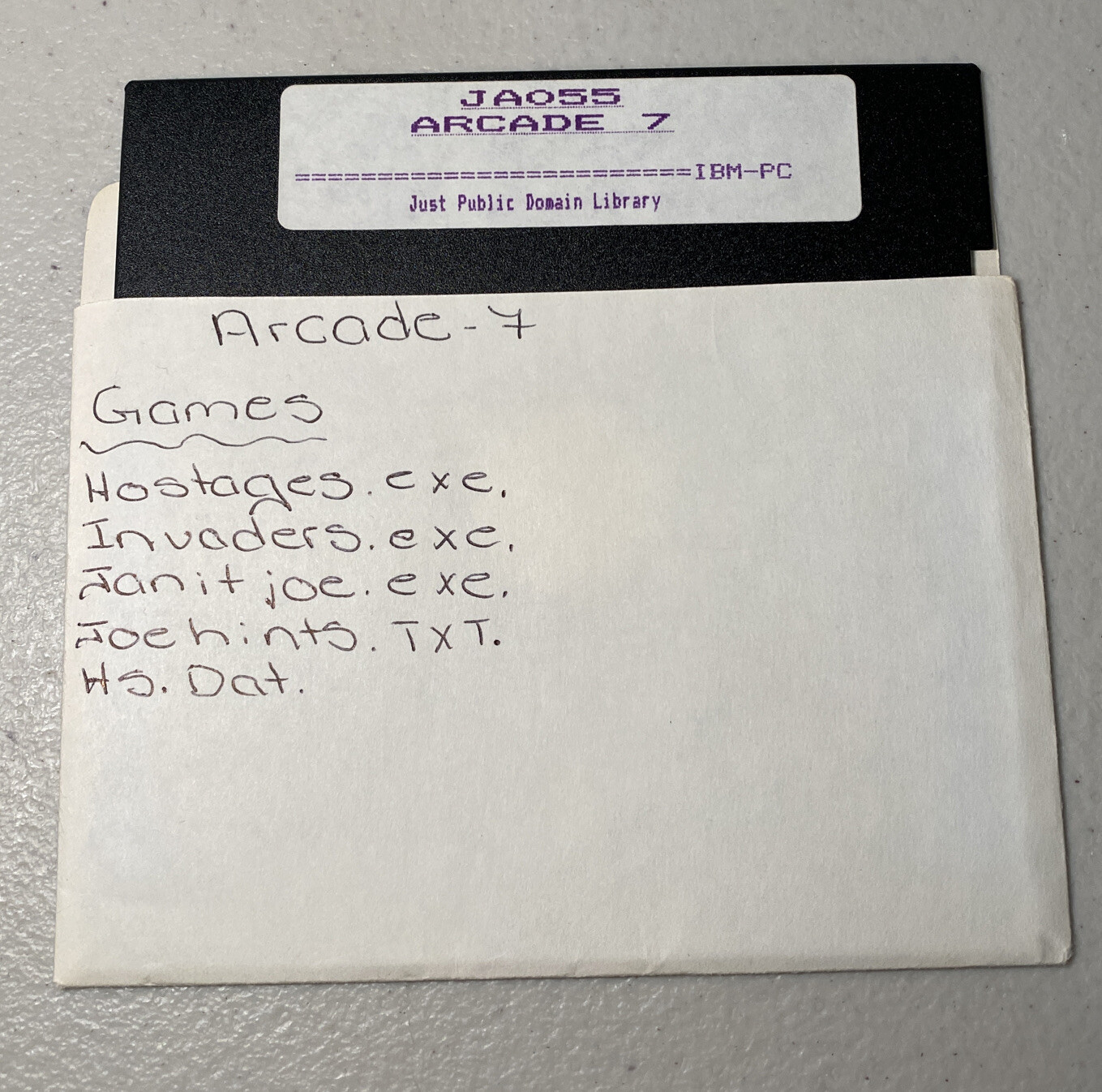 JA055 ARCADE 7 IBM-PC Just Public Domain Library 5.25”