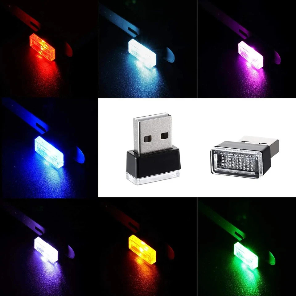 7 Pieces Mini USB LED Light Car Interior Lights USB LED Atmosphere Lamp Light Pl