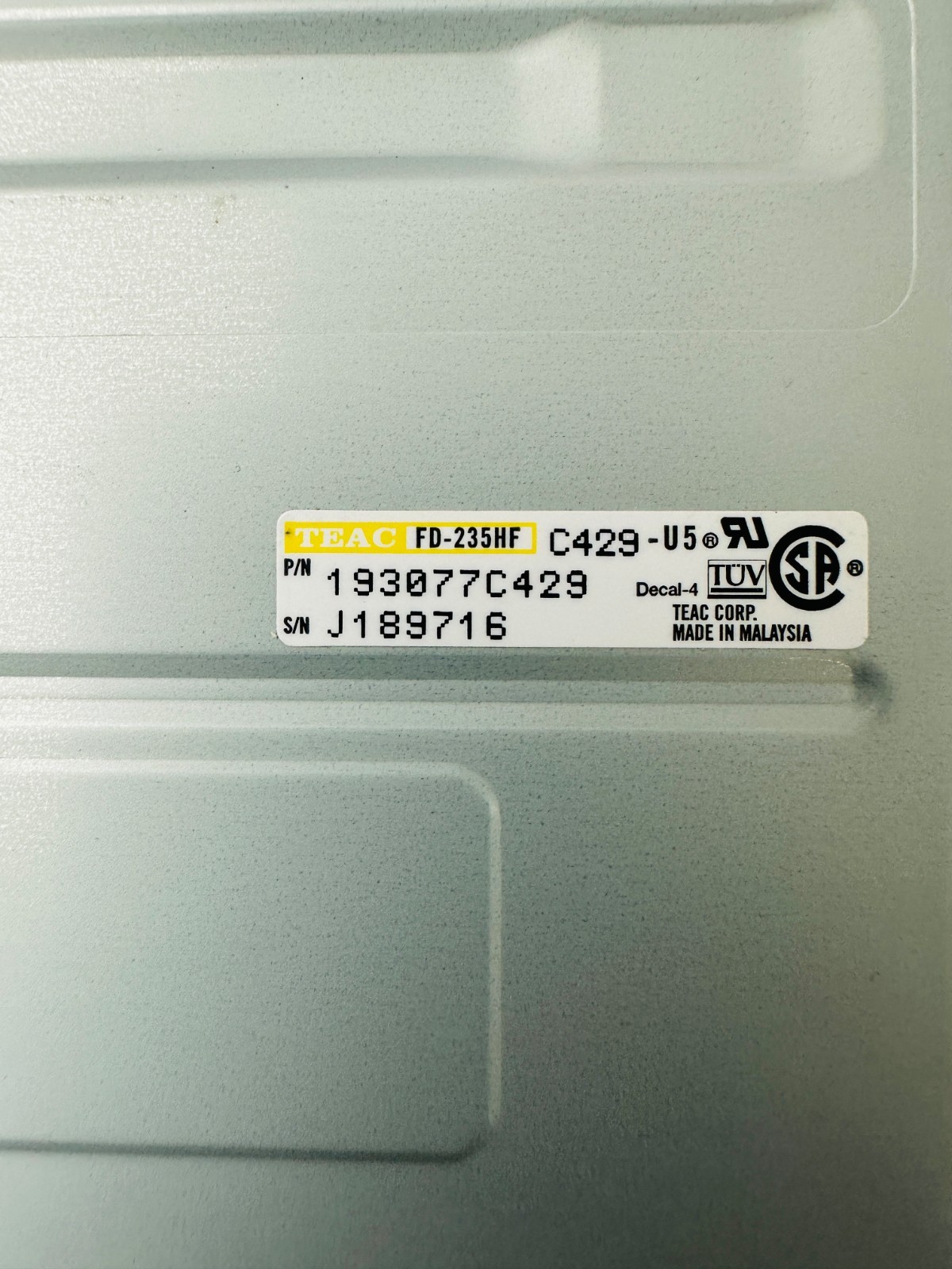 Teac 193077C429 FD-235HFC429-U5 Floppy Disk Drive
