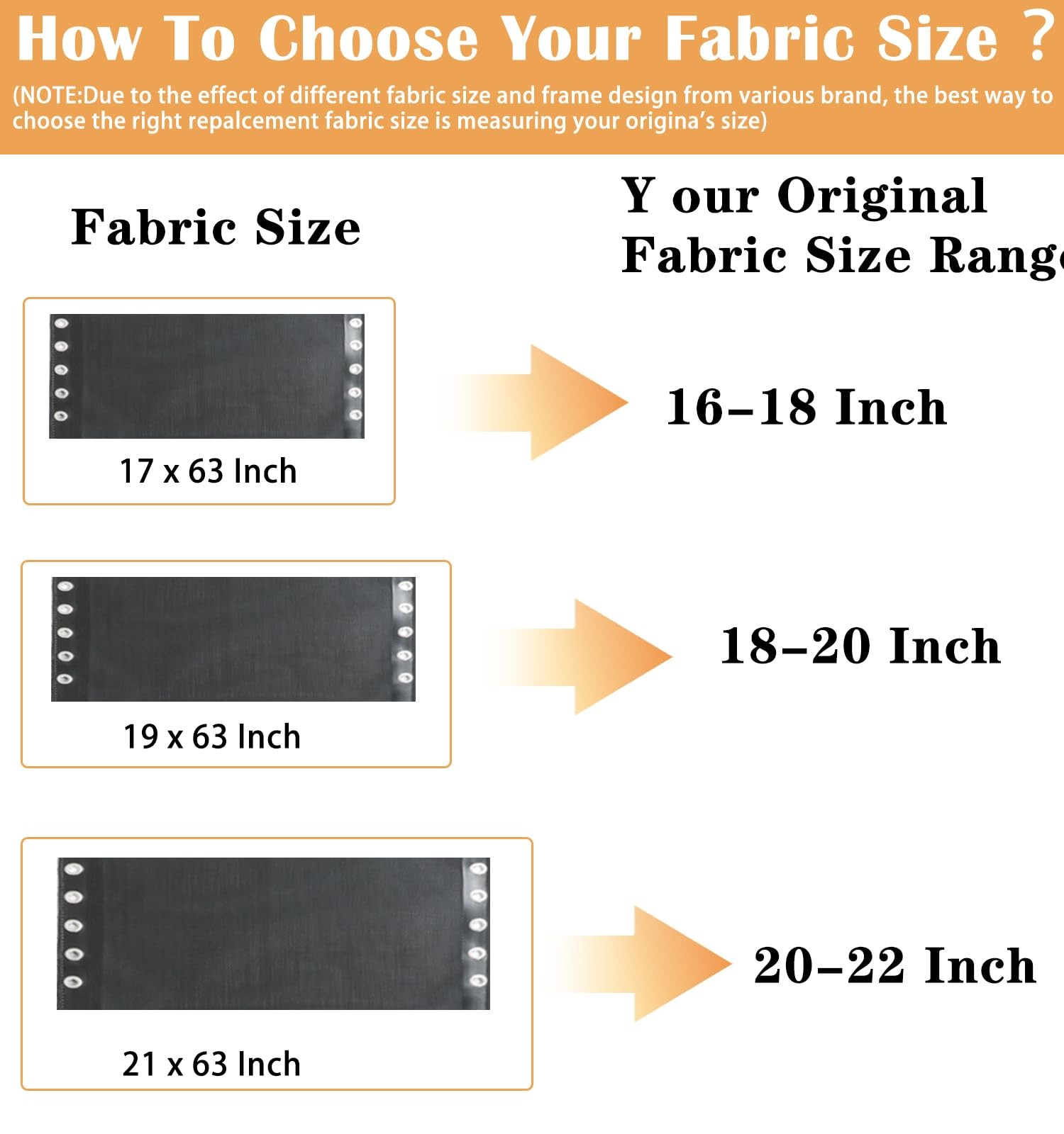 17" 19" 21" Wide Zero Chair Fabric, Repair Cloth with 4 Chair Cord Screws Kit...