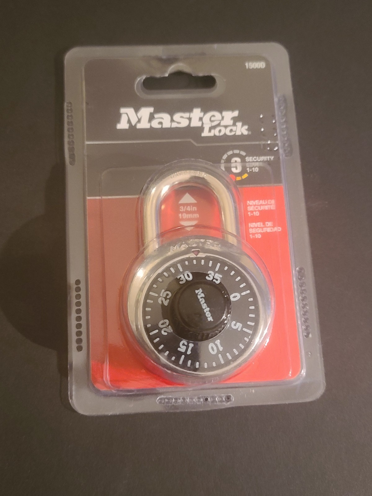 Master Lock 1500D, Preset Combination Padlock, 1-7/8 in. Wide, Black Dial