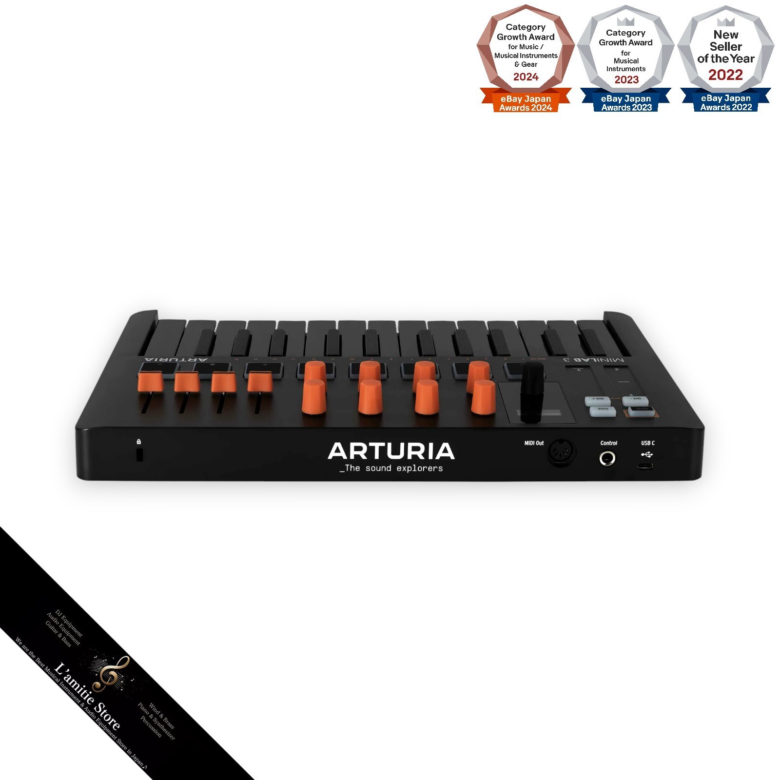 Arturia MiniLab 3 Orange ORMIDI Keyboard Controller MK3 Compact 25-Key MiniLab3