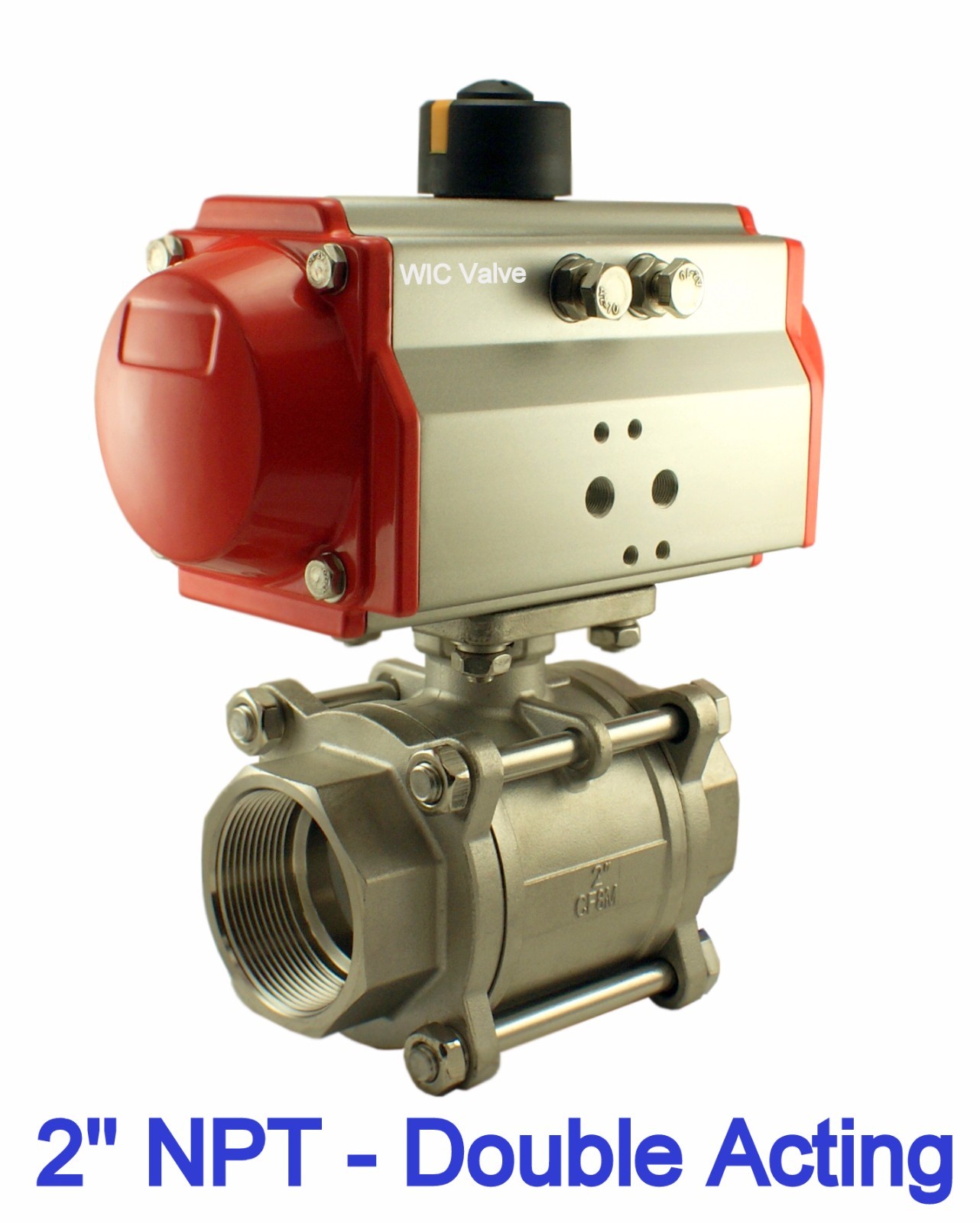 2" Inch Pneumatic Air Actuated Stainless Ball Valve Double Acting Air Return